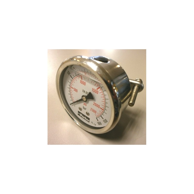Manomètre Pression Huile 0-25 Bar / 0-400 PSI - 1/4 BSP, Acier Inoxydable Et Laiton, Haute Précision