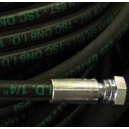 Tuyau haute pression 1" longueur 120 mètres équipé de raccords BSP pour nettoyage de canalisations.