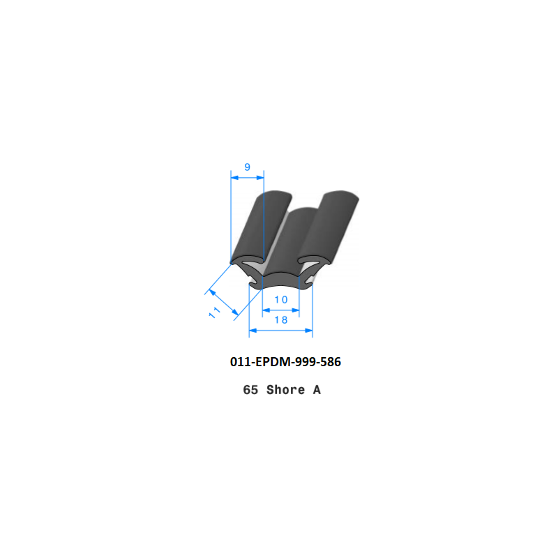 Profil 586 - joint coulisse de vitre floquée, joint de glaçe