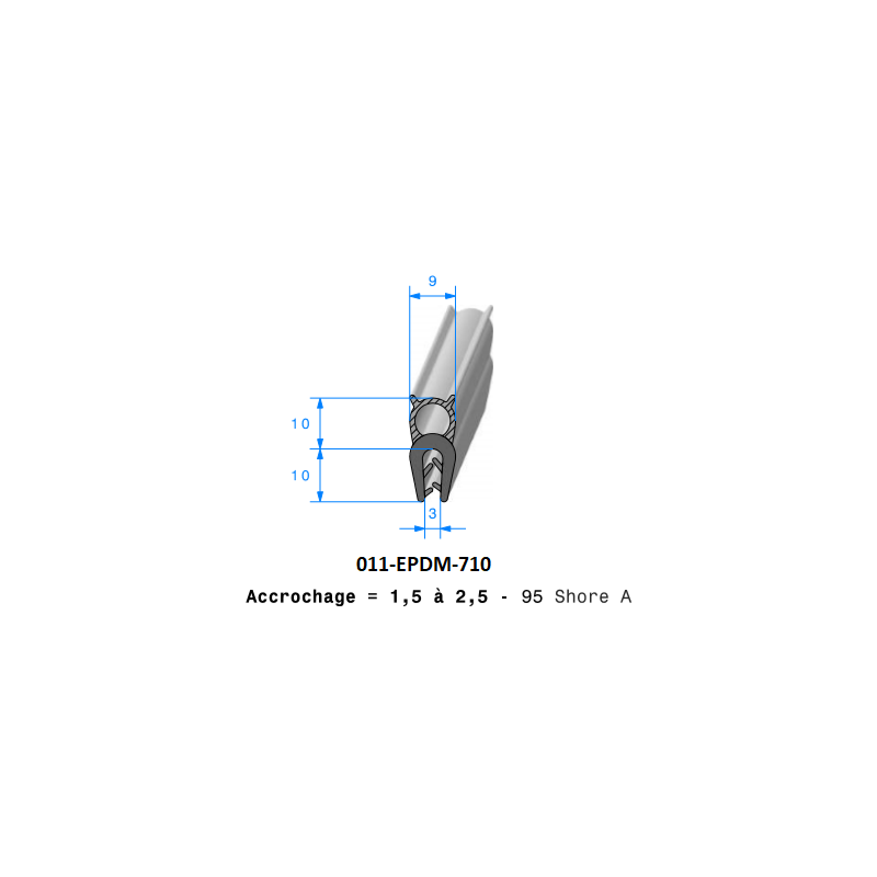 Profil 710 - Joint pince PVC armé + bulbe cellulaire