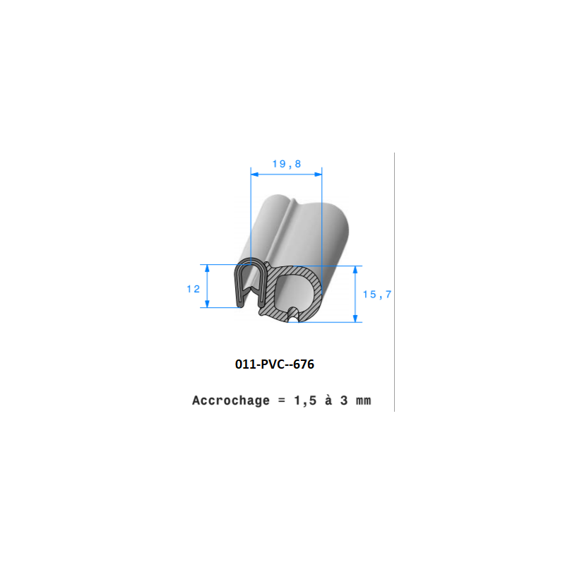 Profil 676 - Joint pince PVC armé + bulbe cellulaire