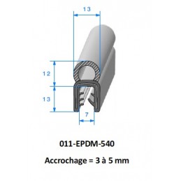 Joint profilé EPDM avec armature métallique et bourrelet mousse